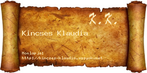 Kincses Klaudia névjegykártya